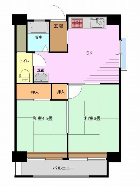 Floor plan. 2DK, Price 15.8 million yen, Occupied area 40.23 sq m , Balcony area 4.77 sq m