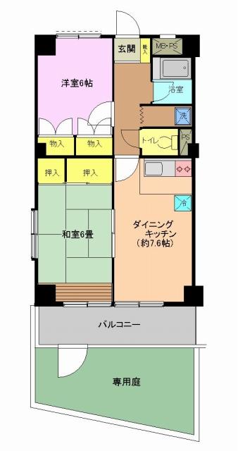 Floor plan. 2DK, Price 19 million yen, Occupied area 53.48 sq m , Balcony area 8.4 sq m