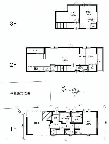 Floor plan. 48,800,000 yen, 3LDK + S (storeroom), Land area 63.34 sq m , Building area 107.74 sq m