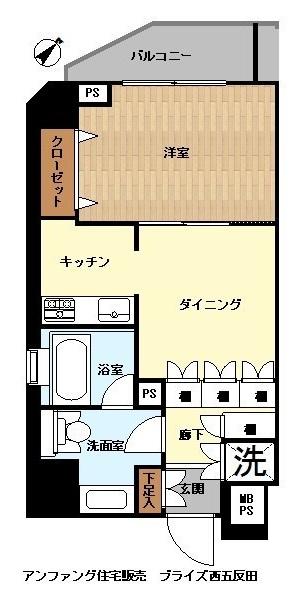 Floor plan. 1LDK, Price 23,900,000 yen, Occupied area 34.54 sq m , Balcony area 3.13 sq m footprint: 34.54 sq m Balcony: 3.13 sq m