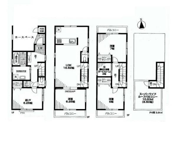 Floor plan. 65,800,000 yen, 3LDK + S (storeroom), Land area 77.1 sq m , Building area 119.05 sq m