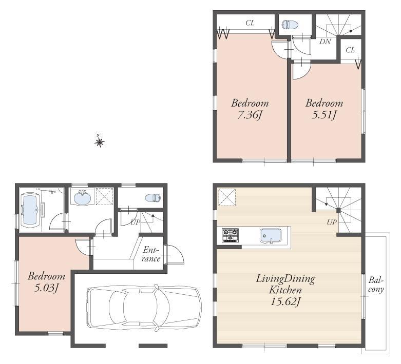 Other building plan example. Building plan example (A No. land) Building price 13.8 million yen, Building area 76.12 sq m