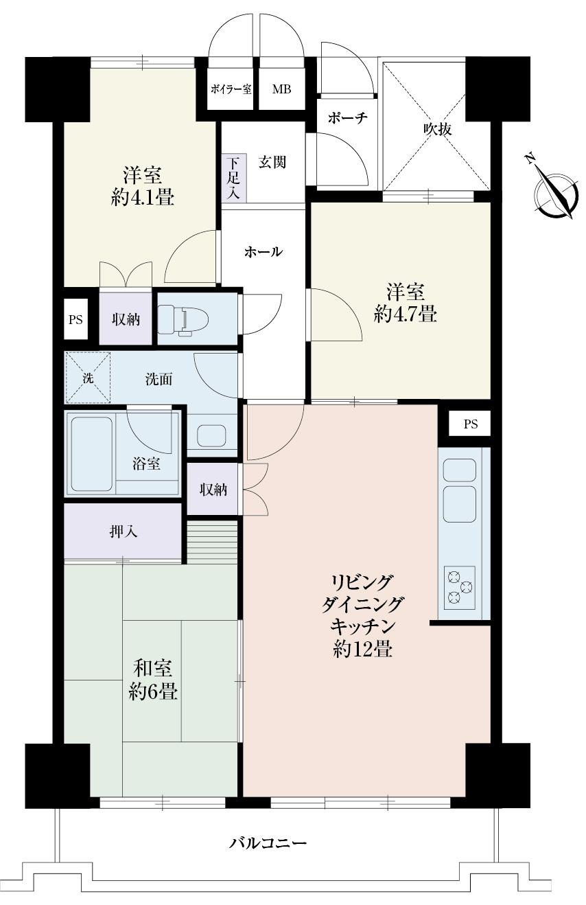 Floor plan. 3LDK, Price 38,800,000 yen, Footprint 66 sq m , Balcony area 8.23 sq m