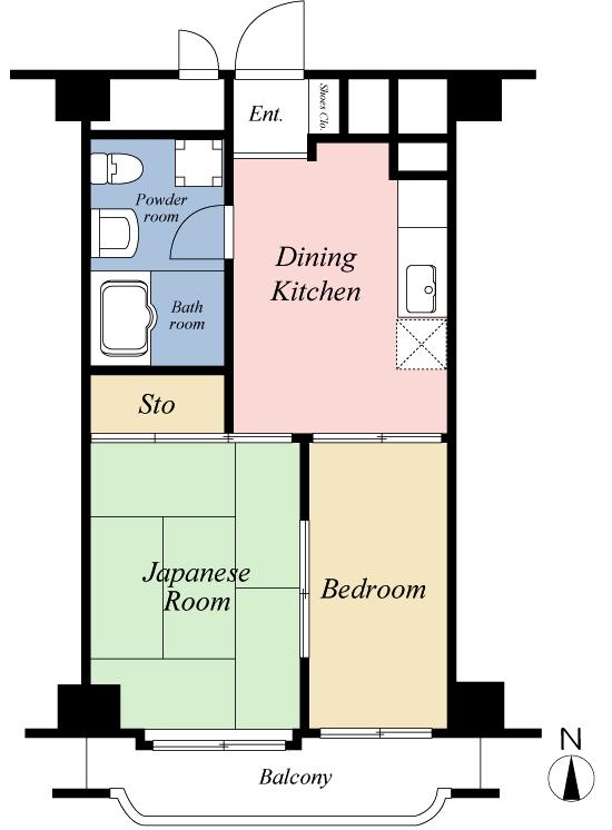 Floor plan. 2DK, Price 18 million yen, Occupied area 36.45 sq m , Balcony area 4.49 sq m