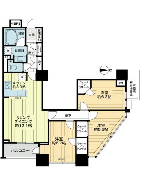 Floor plan. 3LDK, Price 77,800,000 yen, Occupied area 79.02 sq m , Balcony area 4.22 sq m 3LDK