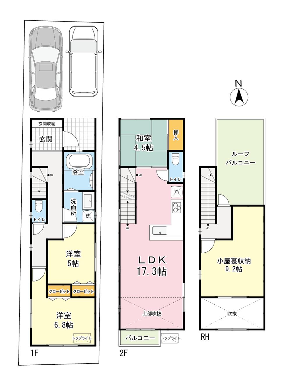 Floor plan. 62 million yen, 3LDK, Land area 86.22 sq m , Building area 89.39 sq m