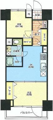 Floor plan. 2DK, Price 29,800,000 yen, Footprint 48.6 sq m , Balcony area 5.4 sq m