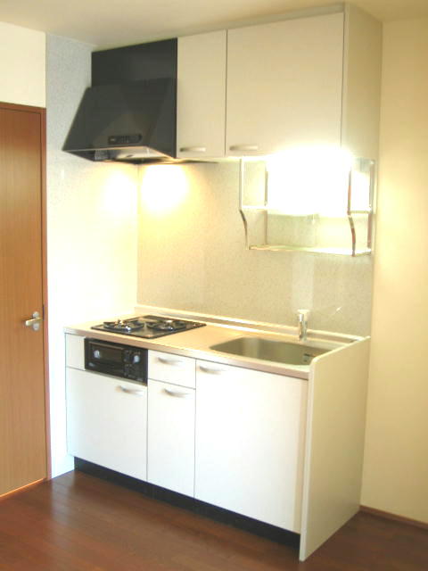 Kitchen. Two-burner gas is with a stove grill.