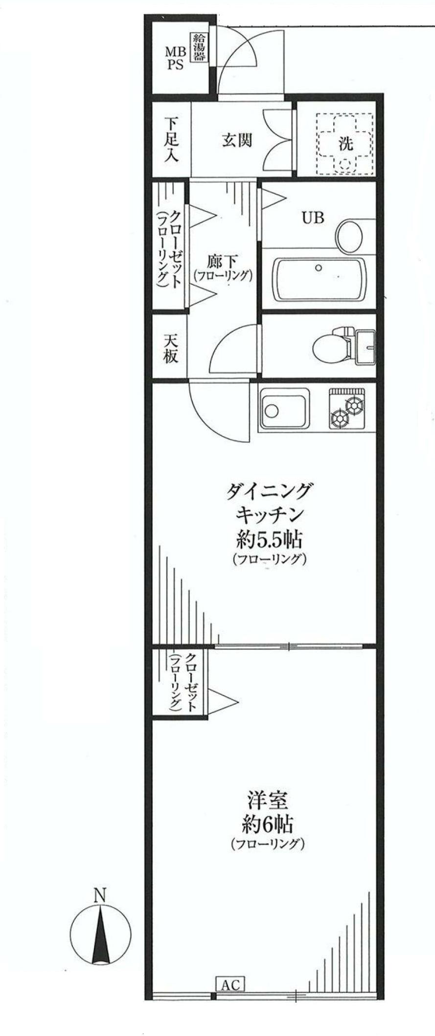 Floor plan. 1DK, Price 15.8 million yen, Occupied area 32.91 sq m