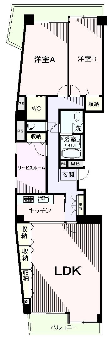Floor plan. 2LDK + S (storeroom), Price 47,800,000 yen, Footprint 117.26 sq m , Balcony area 5.48 sq m