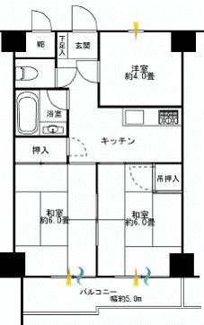 Floor plan. 3K, Price 24,800,000 yen, Occupied area 42.12 sq m , Balcony area 5.94 sq m