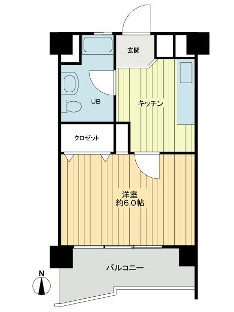 Floor plan. Price 8.9 million yen, Footprint 22.2 sq m , Balcony area 4.64 sq m area occupied 22.2 sq m