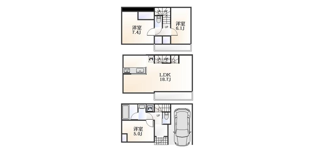 Compartment view + building plan example. Building plan example, Land price 37,900,000 yen, Land area 54.92 sq m , Building price 15.9 million yen, Building area 95.97 sq m 1 Building
