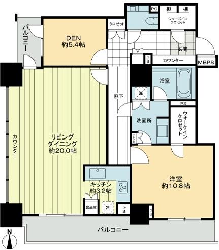 Floor plan. 1LDK + S (storeroom), Price 130 million yen, Footprint 103.64 sq m , Balcony area 16.28 sq m