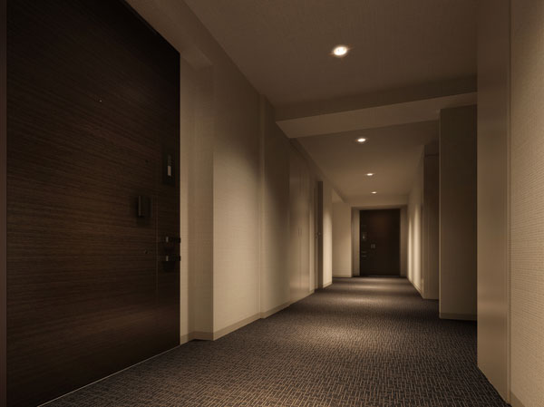 Shared facilities.  [The inner corridor hotel like in consideration of the luxury and crime prevention] Has adopted a corridor design inside to produce a feeling of luxury is in the shared hallway. Without impinging on the rain and wind, Comfortable to you live. To go through the auto-lock door, Because it does not go to each dwelling unit also increase the crime prevention. (Corridor Rendering)