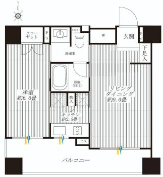 Floor plan. 1LDK, Price 32,800,000 yen, Occupied area 40.05 sq m , Balcony area 7.53 sq m