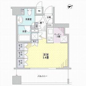 Floor plan. 1K, Price 24,700,000 yen, Occupied area 30.05 sq m , Balcony area 8.1 sq m