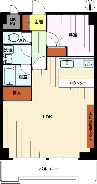 Floor plan. 1LDK, Price 29,800,000 yen, Footprint 51.3 sq m , Balcony area 5.07 sq m