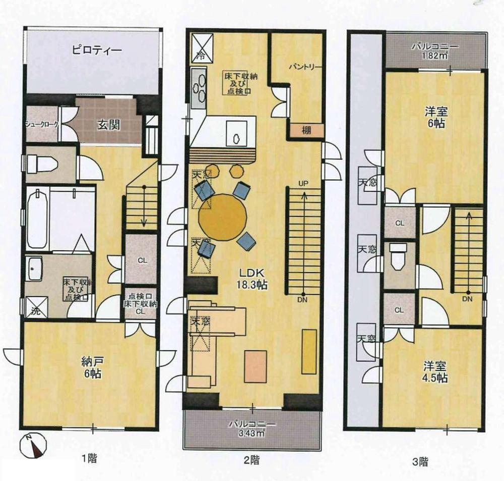 Floor plan. (A Building), Price 67800000 yen, 2LDK+S, Land area 70.55 sq m , Building area 93.97 sq m