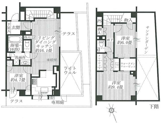 Floor plan. 3LDK, Price 64,800,000 yen, Occupied area 97.66 sq m