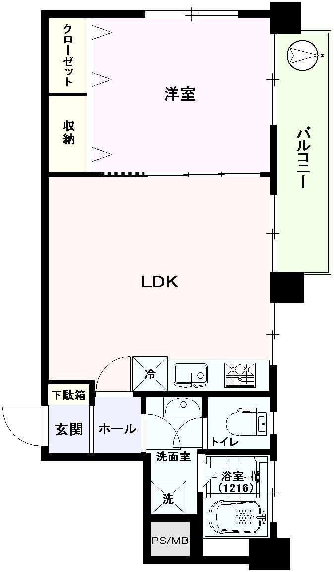 Floor plan. 1LDK, Price 19,800,000 yen, Occupied area 44.94 sq m