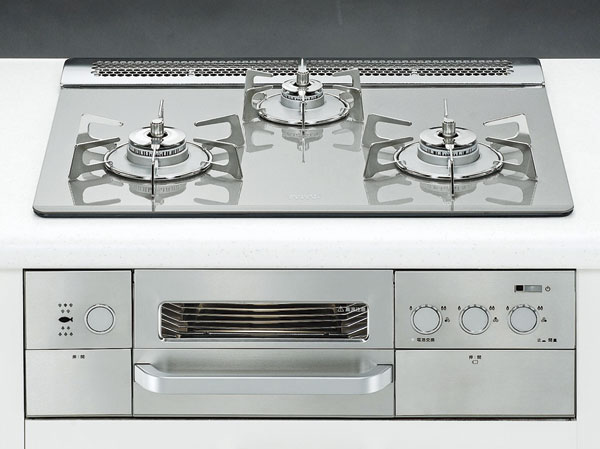 Kitchen.  [A three-necked glass top stove] Dirt is attached hard to care was adopted easily glass top stove three-necked.  ※ Except for the H type.