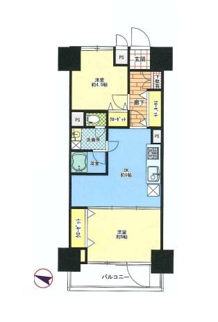 Floor plan. 2DK, Price 29,800,000 yen, Footprint 48.6 sq m , Balcony area 5.4 sq m