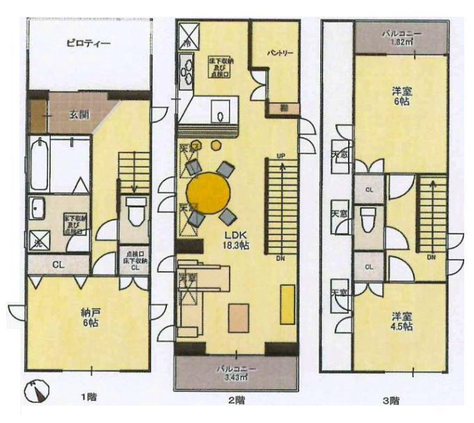 Floor plan. 67,800,000 yen, 2LDK + S (storeroom), Land area 67.04 sq m , Large space of the building area 67.04 sq m LDK18.3 Pledge! Is a floor plan of 3LDK that comfortably live with your family everyone.