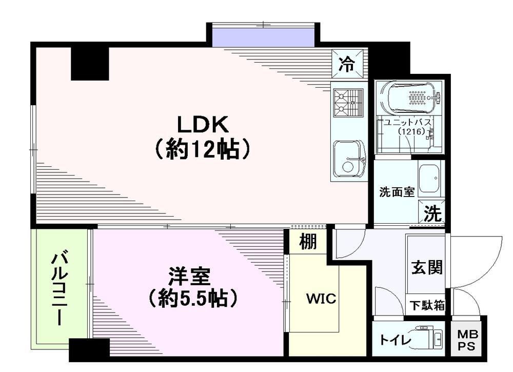 Floor plan. 1LDK, Price 24,900,000 yen, Footprint 43.1 sq m , Balcony area 2.35 sq m