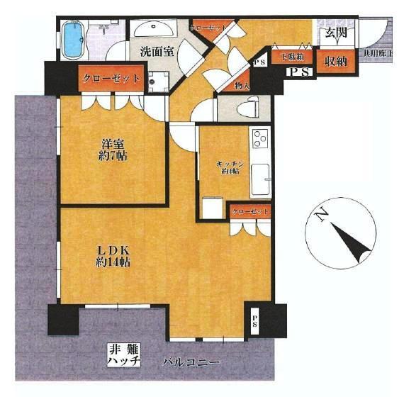 Floor plan. 1LDK, Price 59,800,000 yen, Occupied area 69.03 sq m , Balcony area 26.23 sq m
