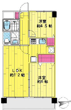 Floor plan. 2LDK, Price 26,800,000 yen, Occupied area 47.25 sq m , Balcony area 7.83 sq m