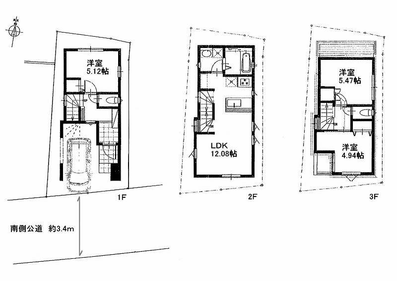 Floor plan. 54,800,000 yen, 3LDK, Land area 47.72 sq m , Building area 80.94 sq m