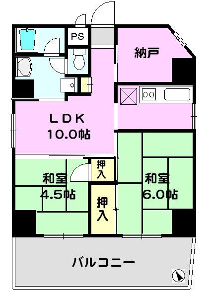 Floor plan. 2LDK + S (storeroom), Price 23.8 million yen, Occupied area 55.02 sq m , Balcony area 16.06 sq m