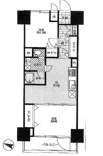 Floor plan. 2DK, Price 29,800,000 yen, Footprint 48.6 sq m , Balcony area 5.4 sq m