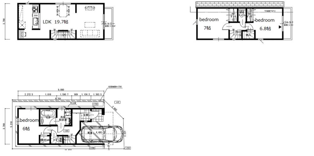Building plan example (floor plan). Building plan example (A) 2LDK + S, Land price 51,800,000 yen, Land area 59.41 sq m , Building price 17 million yen, Building area 98.4 sq m