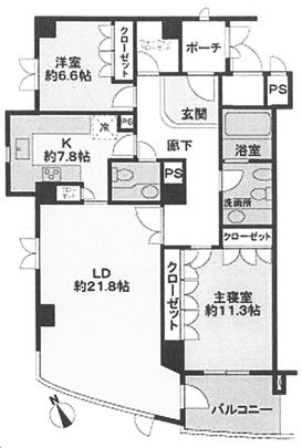 Floor plan. 2LDK, Price 75,800,000 yen, Footprint 116.06 sq m , Balcony area 8.27 sq m