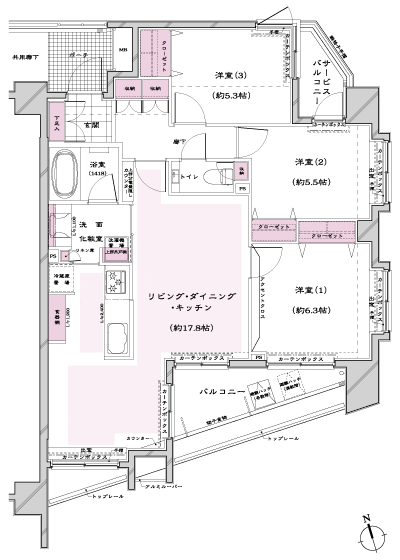 Floor: 3LDK, the area occupied: 76.5 sq m, price: 55 million yen ・ 59,100,000 yen, now on sale
