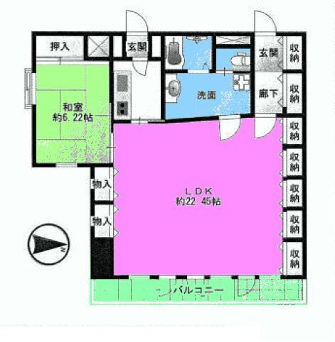 Floor plan. 1LDK, Price 41,800,000 yen, Occupied area 83.71 sq m , Balcony area 8.4 sq m