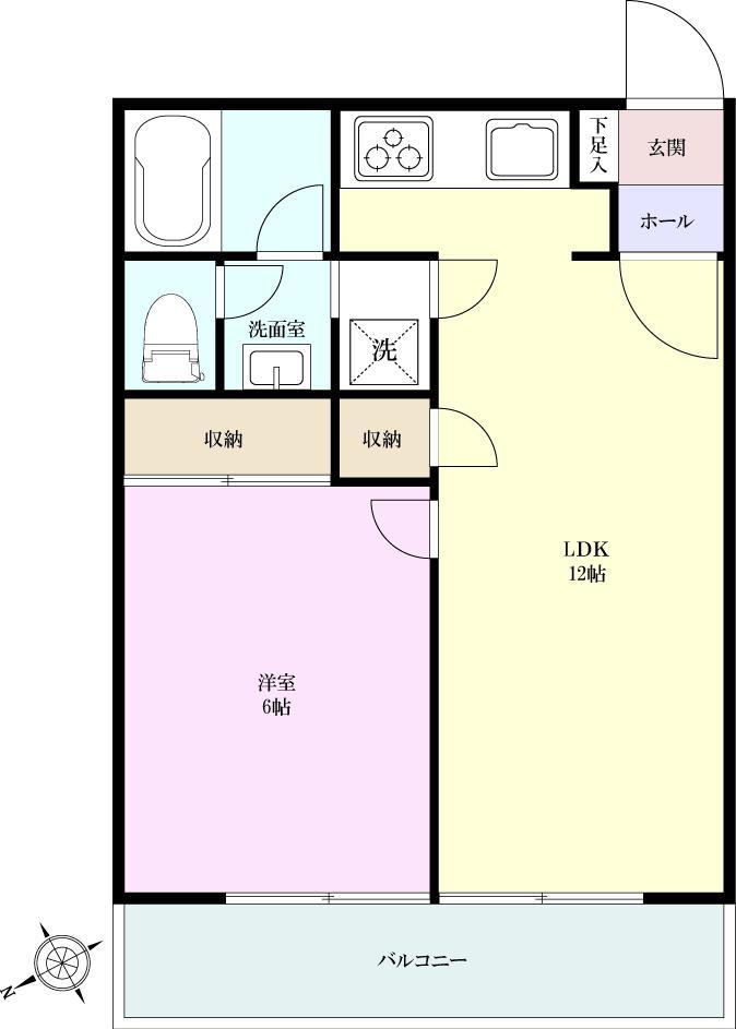 Floor plan. 1LDK, Price 23 million yen, Occupied area 46.43 sq m , Balcony area 4.79 sq m