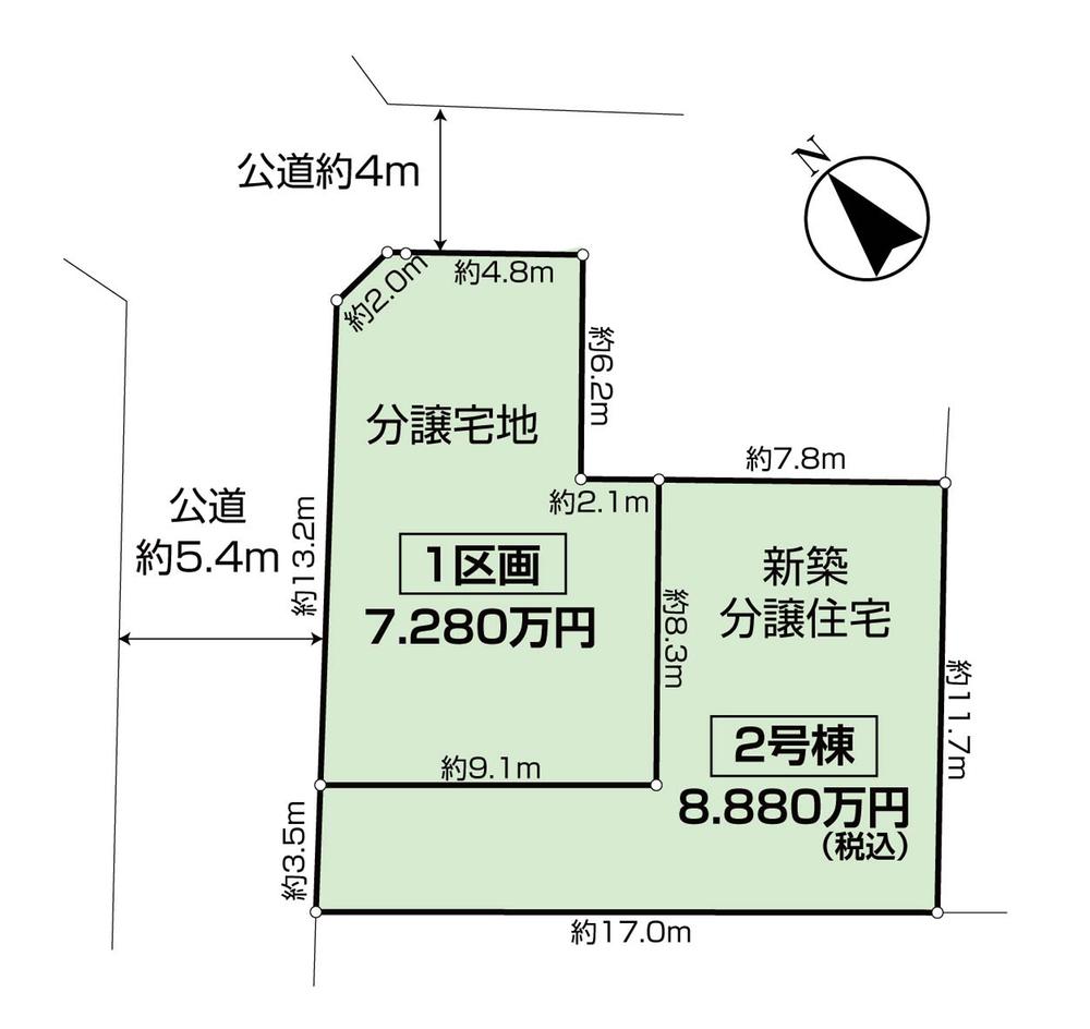 Compartment figure. Land price 72,800,000 yen, Land area 117.46 sq m