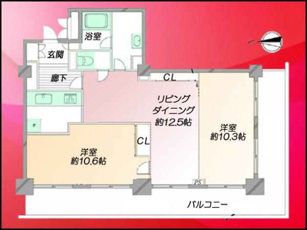 Floor plan. 2LDK, Price 59,800,000 yen, Occupied area 80.85 sq m