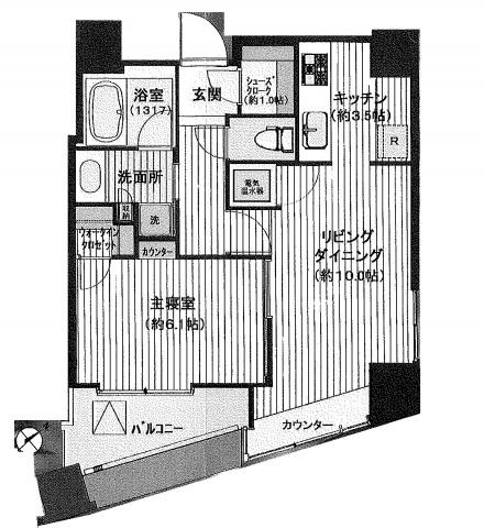 Floor plan. 1LDK, Price 42,820,000 yen, Occupied area 48.54 sq m , Balcony area 5.03 sq m