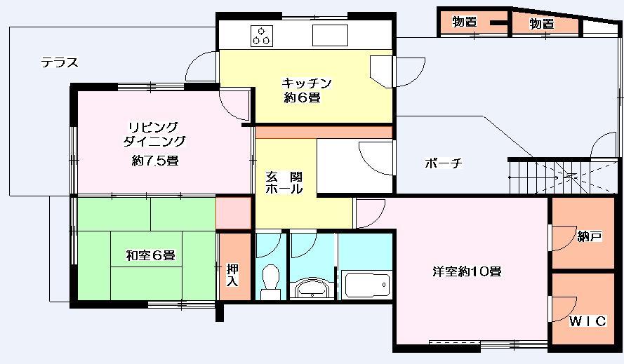 Floor plan. 110 million yen, 4LLDDKK + S (storeroom), Land area 181.05 sq m , Building area 187.37 sq m 1 floor plan view