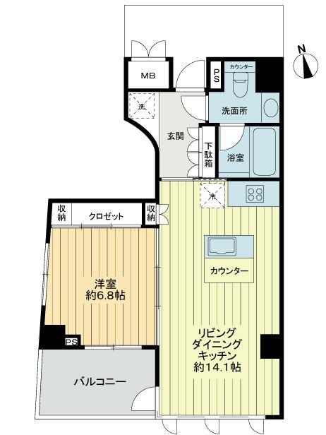 Floor plan. 1LDK, Price 43 million yen, Occupied area 48.27 sq m , Balcony area 6.62 sq m footprint 48.27 sq m But is a floor plan of the current situation 1 room, 1LDK is renovation scheduled for.
