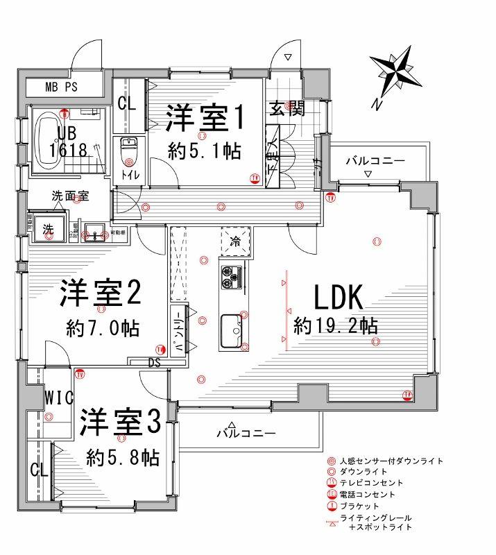 Floor plan. 3LDK, Price 54,700,000 yen, Occupied area 86.62 sq m , Balcony area 7.46 sq m per day ・ Ventilation good Property