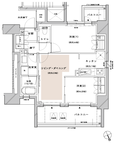 Floor: 2LDK, occupied area: 54.04 sq m, Price: 47,500,000 yen ・ 49,300,000 yen, now on sale