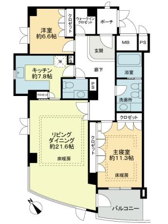 Floor plan. 2LDK, Price 75,800,000 yen, Footprint 116.06 sq m , Balcony area 8.27 sq m
