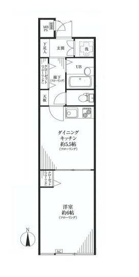 Floor plan. 1DK, Price 15.8 million yen, Occupied area 32.91 sq m Asahi Plaza Kitashinjuku Floor plan