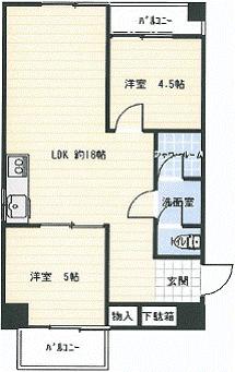 Floor plan. 2LDK, Price 25,800,000 yen, Occupied area 53.68 sq m , Balcony area 6.43 sq m