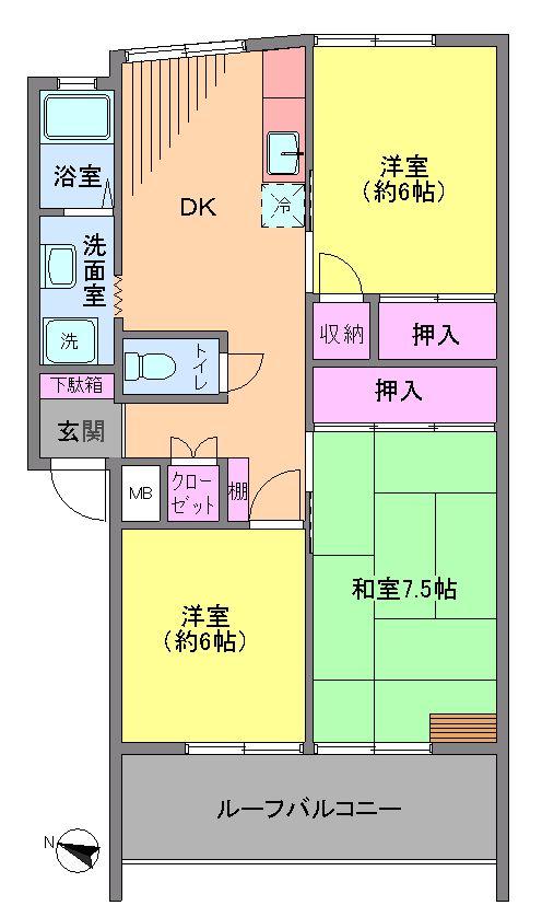 Floor plan. 3DK, Price 23.8 million yen, Footprint 60.6 sq m